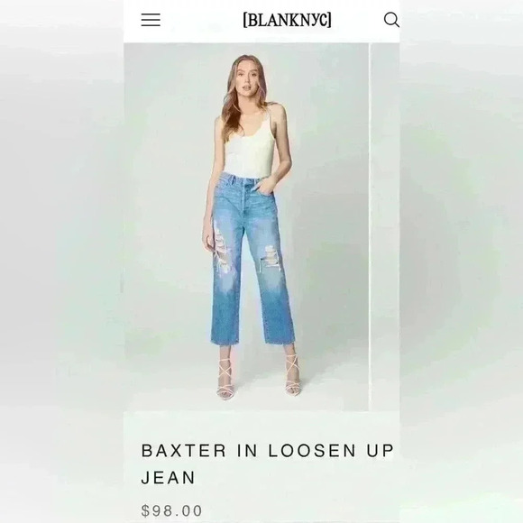 NEW BLANK NYC MSRP:$98) Baxter Rib Cage Straight Leg Jean W/Rips - 4 button fly! - Picture 2 of 5